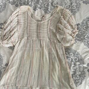 Free People  Ivory Elsie Yarn Dye Tunic